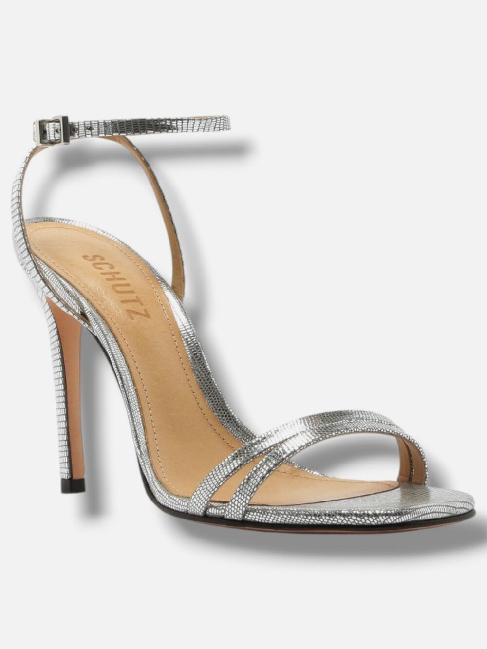 SCHUTZ Women's Silver Altina High-Heel Strappy Sandals Shoe Size 8B